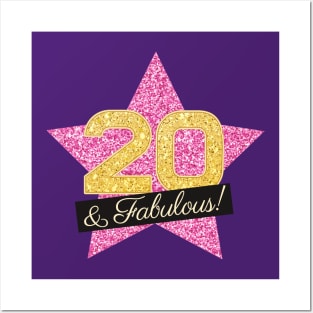 20th Birthday Gifts Women Fabulous - Pink Gold Posters and Art